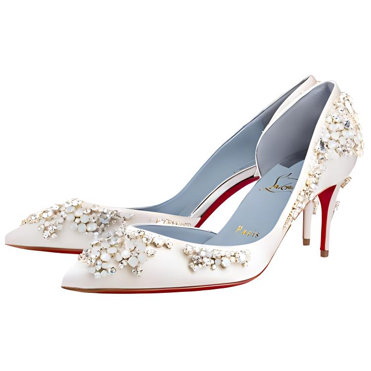 (W) Christian Louboutin Satin High Heels 'White' 圖 3