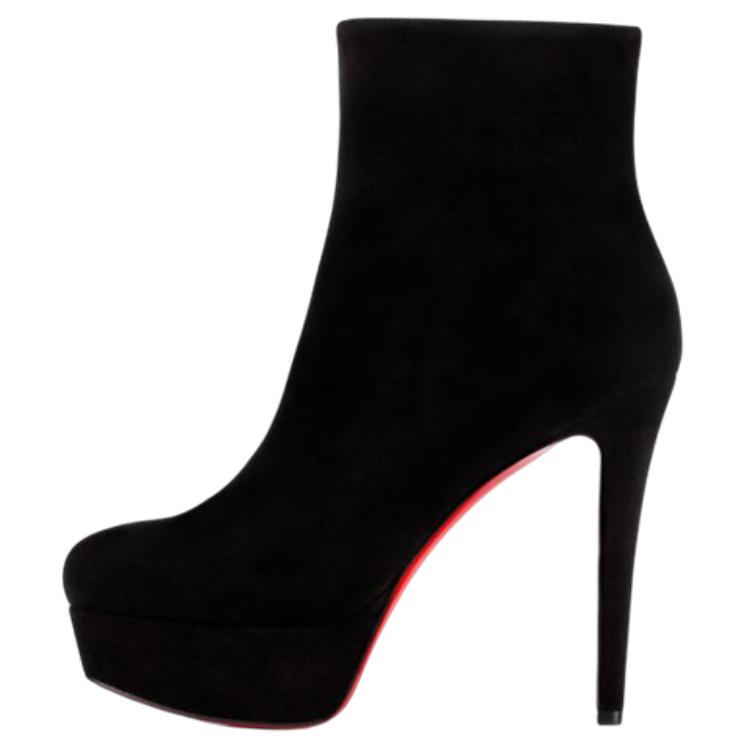 (W) Christian Louboutin Short Boot 'Velvet Black Leather'