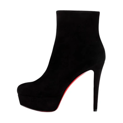 (W) Christian Louboutin Short Boot 'Velvet Black Leather'