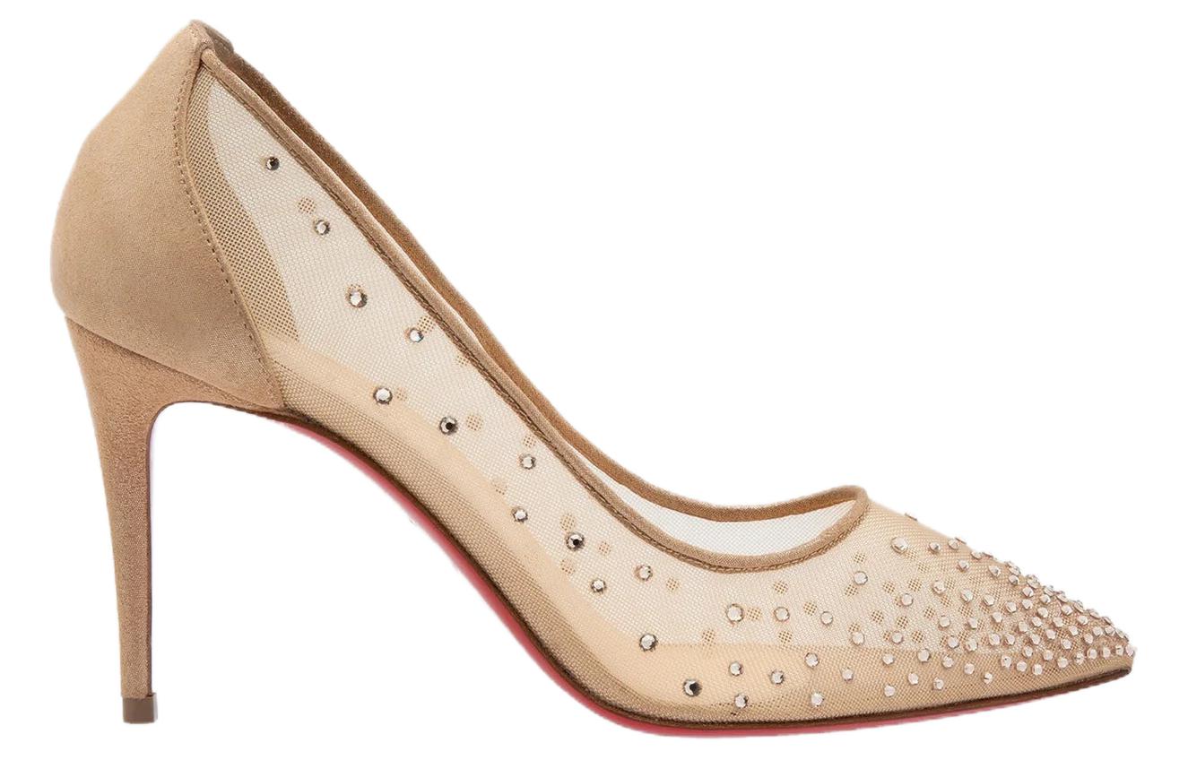 (W) Christian Louboutin Silk Satin High Heel 'Nude' 圖 2