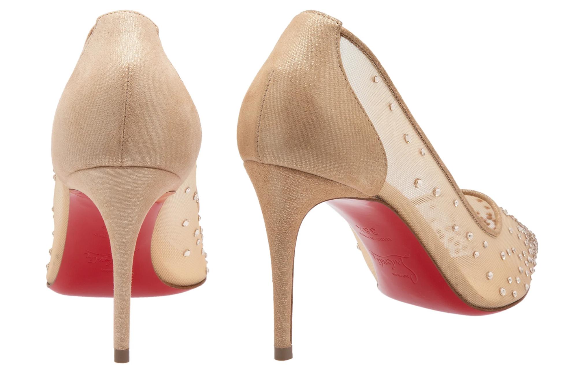 (W) Christian Louboutin Silk Satin High Heel 'Nude' 圖 5