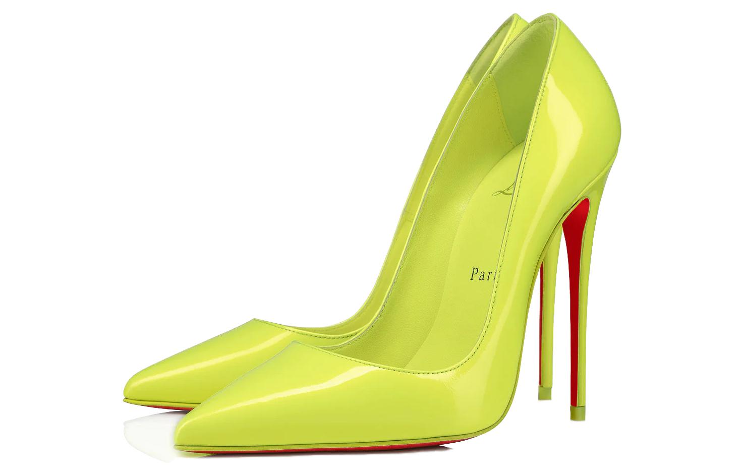 Lookbook CL路鉑酮 So Kate 漆皮 低筒尖頭 細跟 高跟鞋 女款 黃色