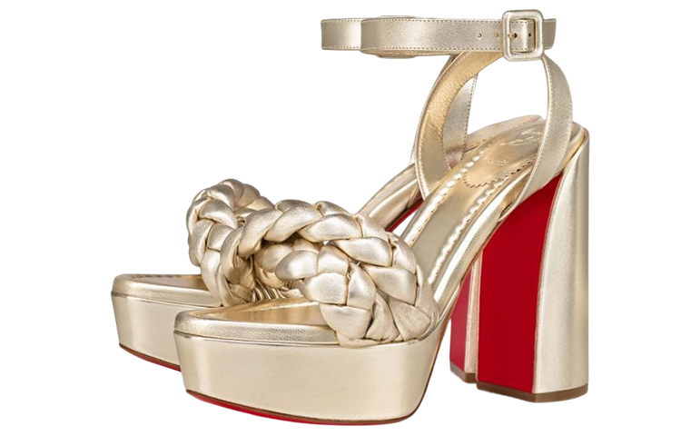 (W) Christian Louboutin Soft Padded Leather Sandals 'Gold' 圖 2