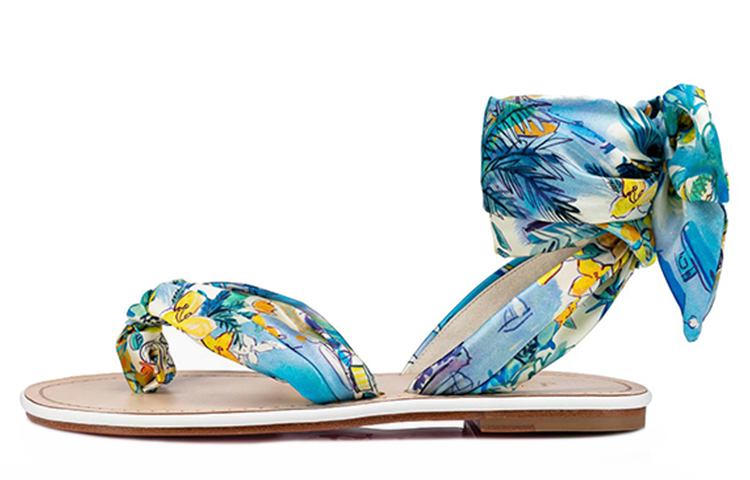 (W) Christian Louboutin Spetsos Flat 'Multicolor Strappy Print'