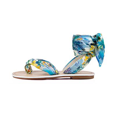 (W) Christian Louboutin Spetsos Flat 'Multicolor Strappy Print'