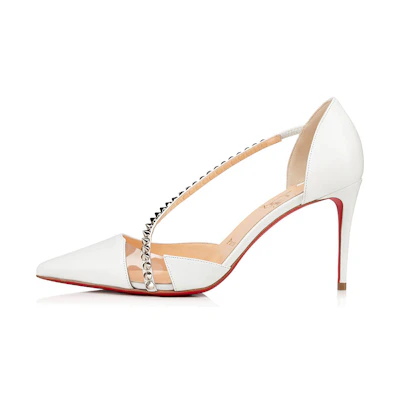 (W) Christian Louboutin Spike Cross Heels 'White'