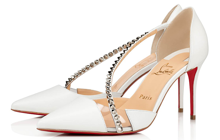 (W) Christian Louboutin Spike Cross Heels 'White' 圖 3