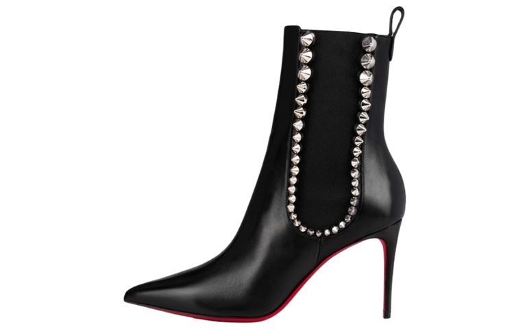 (W) Christian Louboutin Spikita Booty 'Black Calfskin Chelsea'
