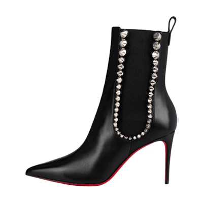 (W) Christian Louboutin Spikita Booty 'Black Calfskin Chelsea'