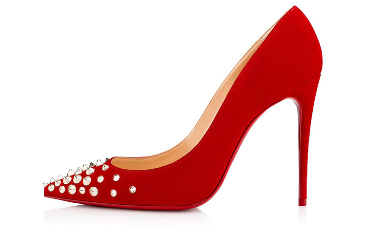 (W) Christian Louboutin Spikyshell Veau Velours 'Red'