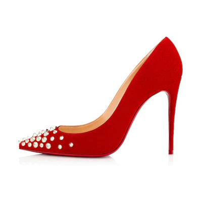 (W) Christian Louboutin Spikyshell Veau Velours 'Red'