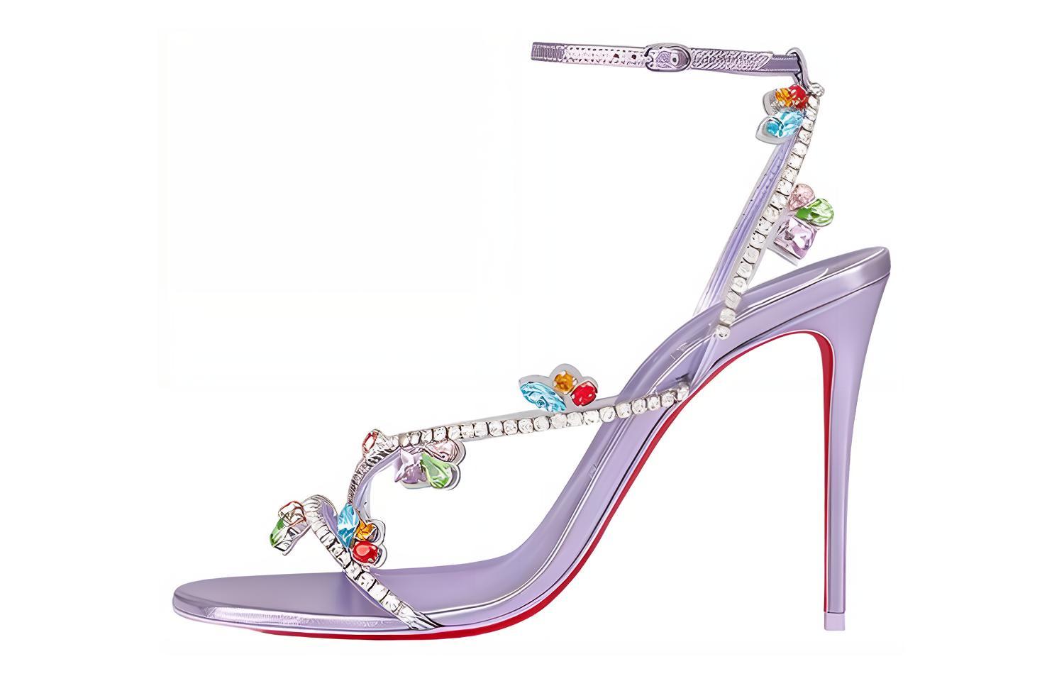 (W) Christian Louboutin Strass Leather Sandals 'Purple'