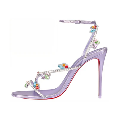 (W) Christian Louboutin Strass Leather Sandals 'Purple'