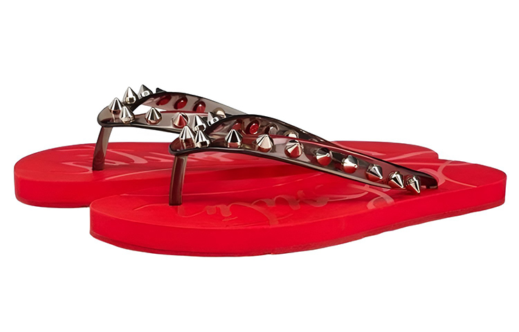 (W) Christian Louboutin Studded Flat Sandals 'Red' 圖 2