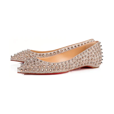 (W) Christian Louboutin Studded Flats 'Brown'