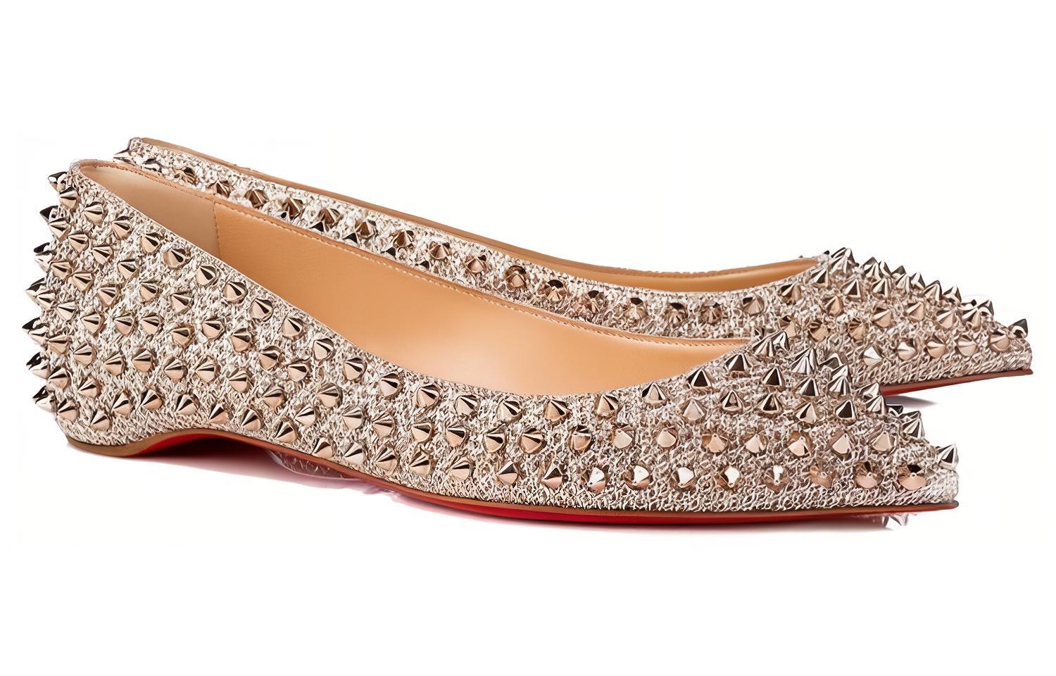 (W) Christian Louboutin Studded Flats 'Brown' 圖 2