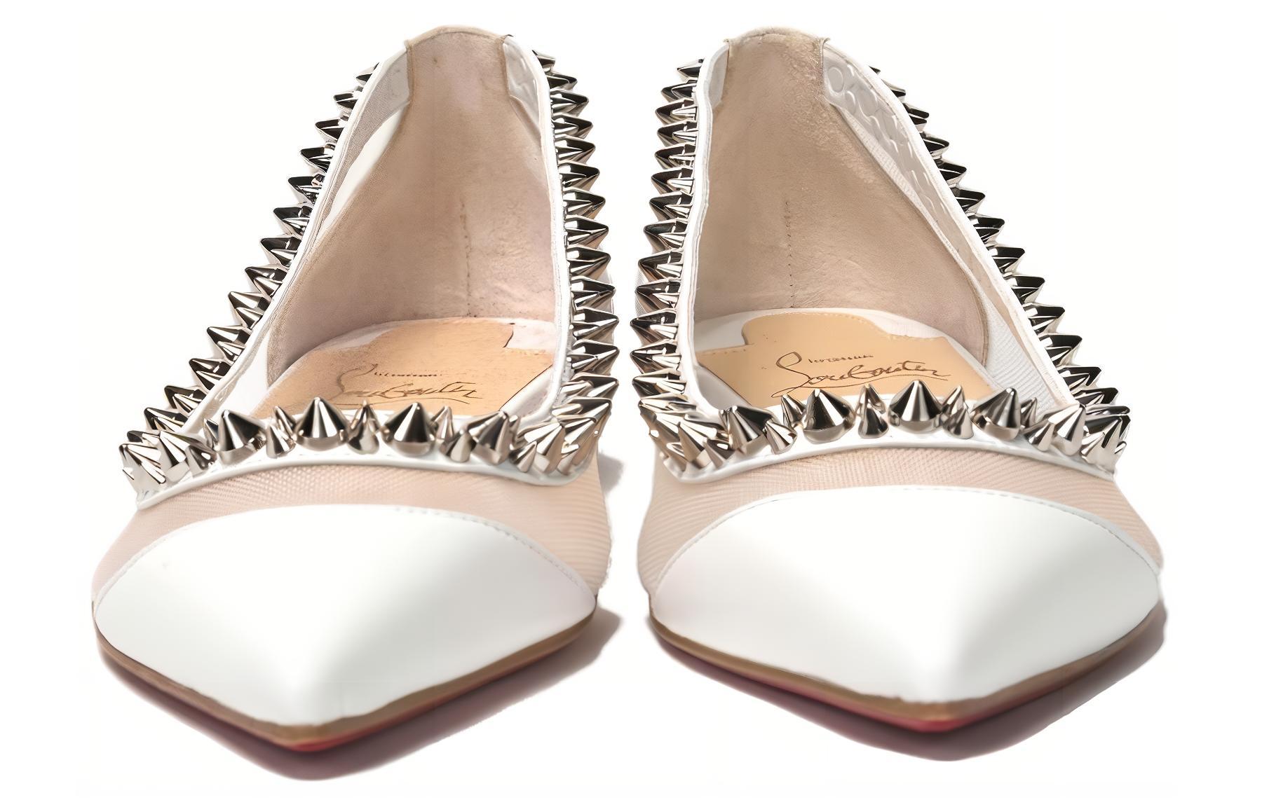 (W) Christian Louboutin Studded Flats 'Silver White' 圖 3