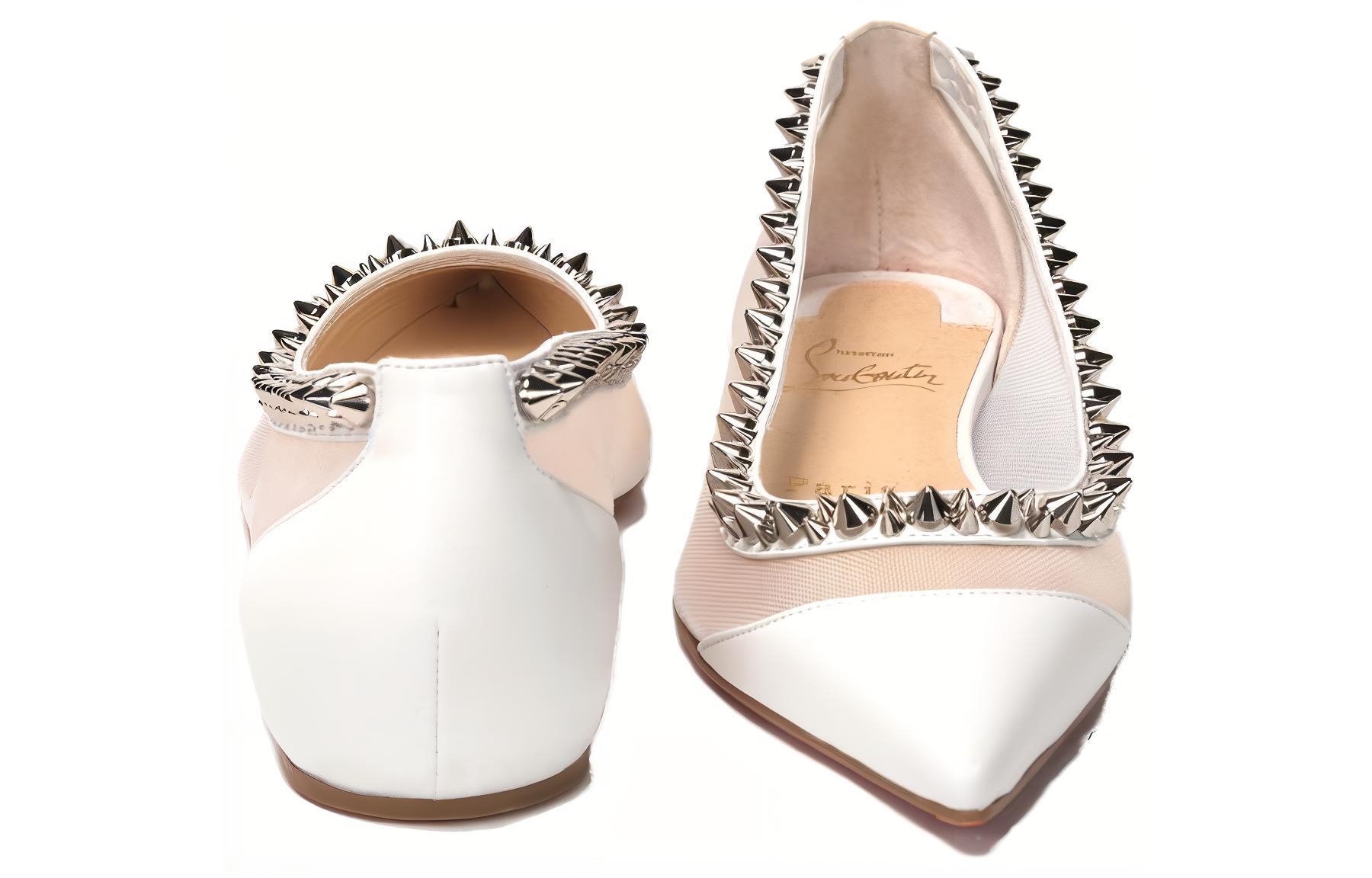 (W) Christian Louboutin Studded Flats 'Silver White' 圖 4