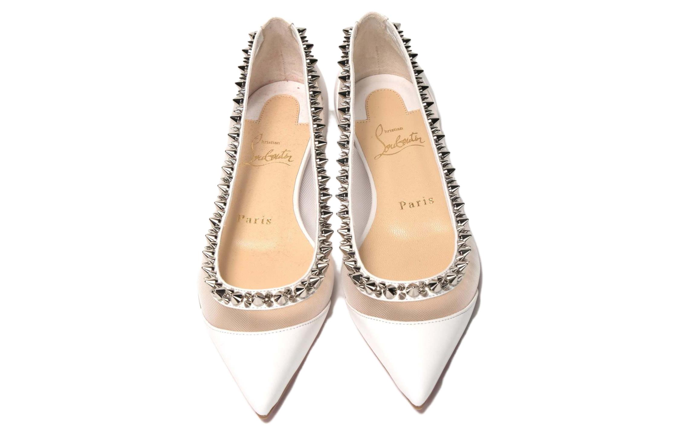 (W) Christian Louboutin Studded Flats 'Silver White' 圖 5