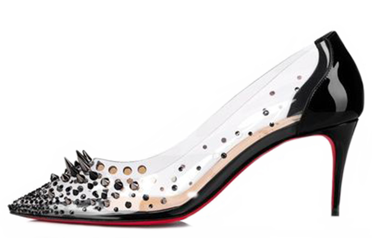 (W) Christian Louboutin Studded Leather High Heels 'Black'