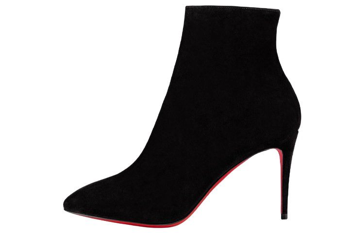 (W) Christian Louboutin Velvet Calfskin Ankle Boot 'Black'