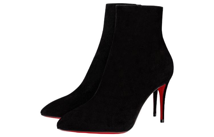 (W) Christian Louboutin Velvet Calfskin Ankle Boot 'Black' 圖 2