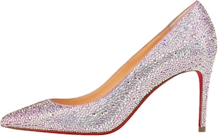 (Women) Christian Louboutin Velvet Crystal Embellished Stiletto Heels 'Silver' 1200338W081 (Women) Christian Louboutin Velvet Crystal Embellished Stiletto Heels 'Silver' 1200338W081