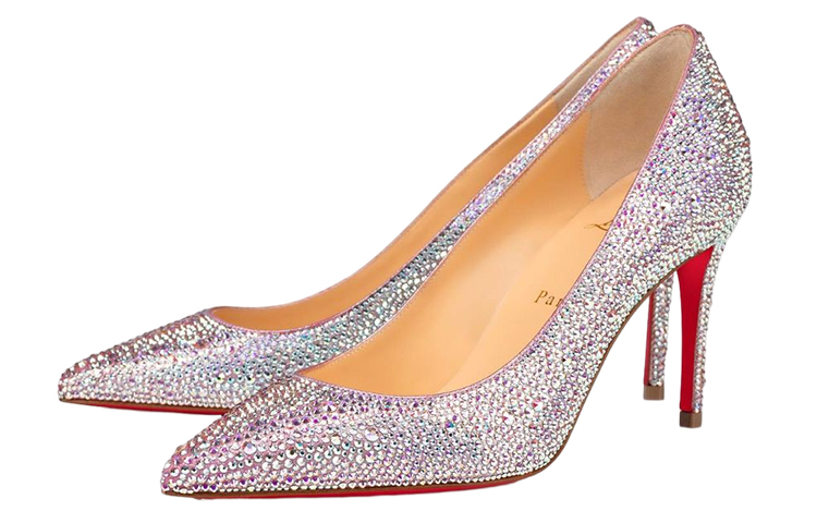 (W) Christian Louboutin Velvet Crystal Embellished Stiletto Heels 'Silver' 圖 3