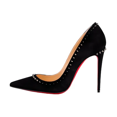 (W) Christian Louboutin Velvet High Heel 'Black Calf'