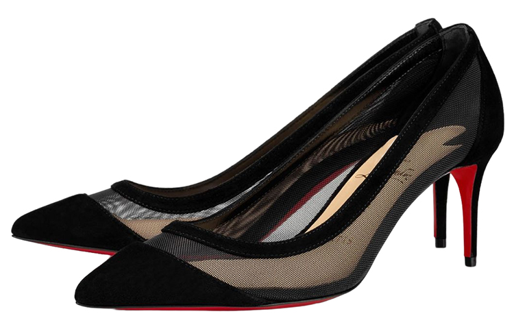 (W) Christian Louboutin Velvet High Heels 'Black' 圖 2