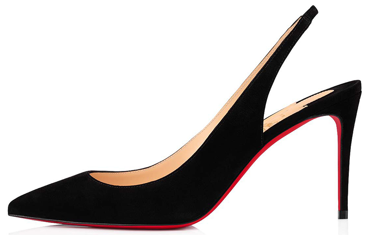 (Women) Christian Louboutin Velvet Mule Pumps 'Black Red' 3210206BK01