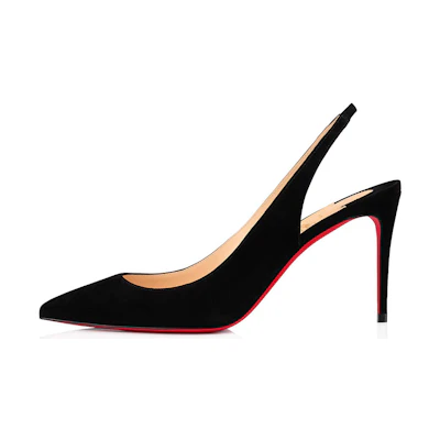 (W) Christian Louboutin Velvet Mule Pumps 'Black Red'