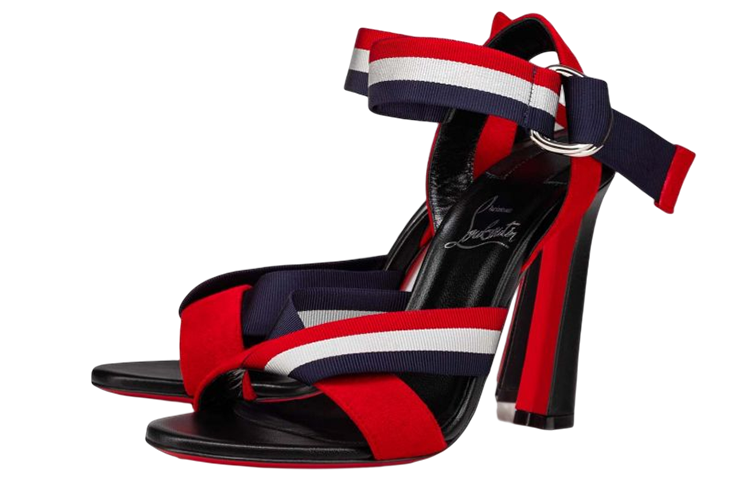 (W) Christian Louboutin Velvet Sandals 'Black' 圖 2