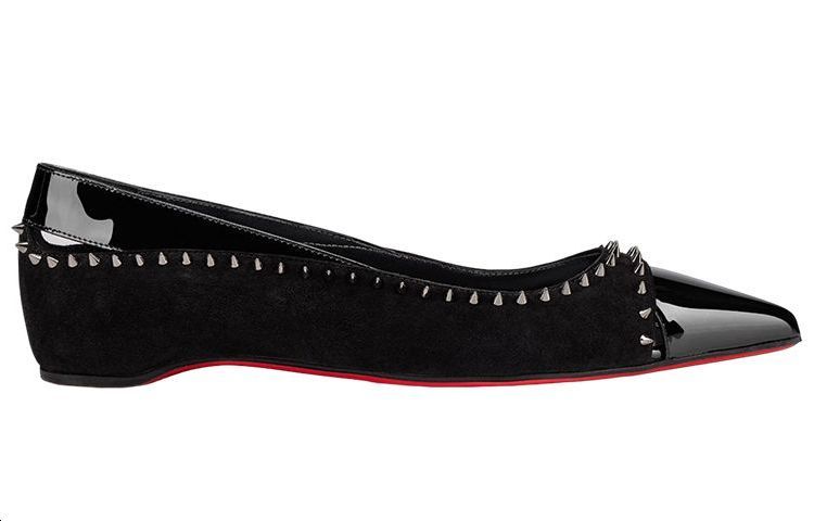 (W) Christian Louboutin Velvet Spikes Flats 'Black' 圖 2