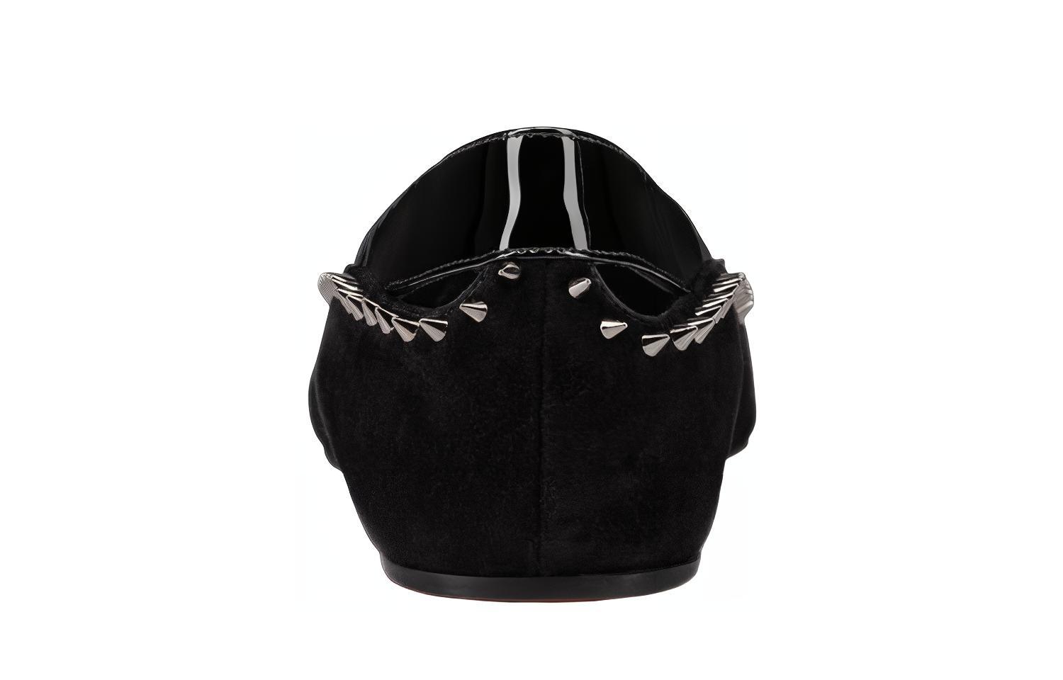 (W) Christian Louboutin Velvet Spikes Flats 'Black' 圖 5