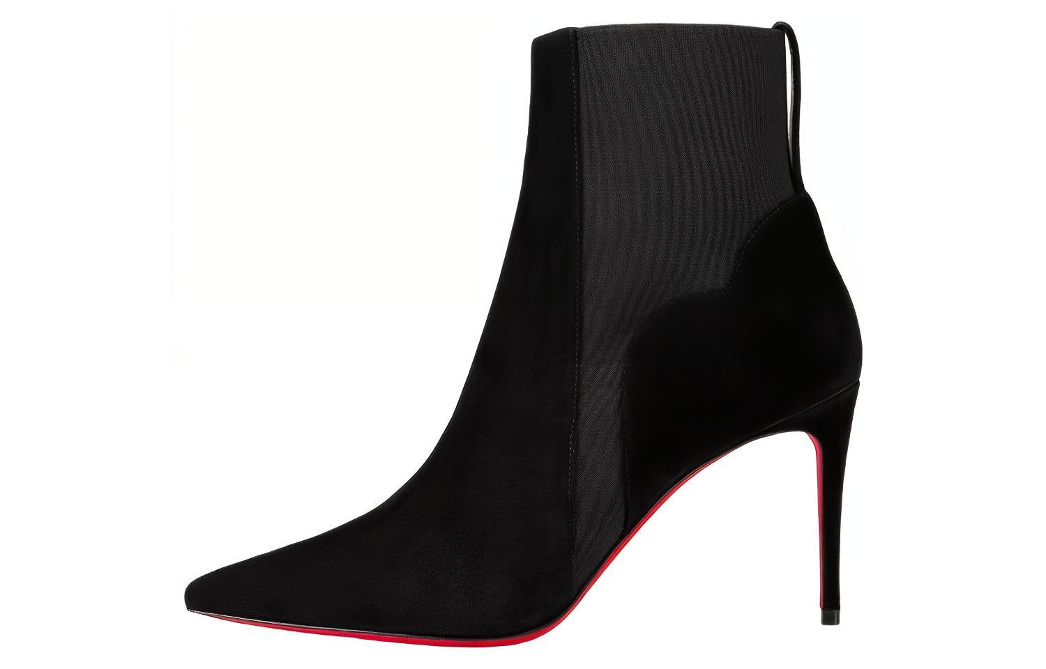 (Women) Christian Louboutin Velvet Suede Chelsea Boots 8.5cm 'Black' 1230542BK01