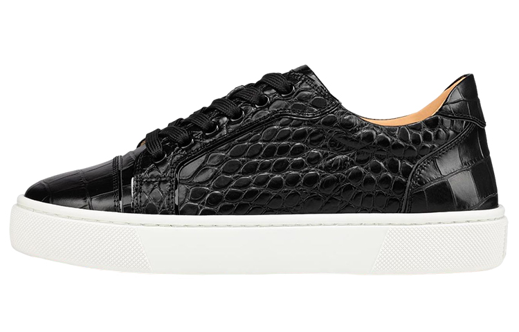 (W) Christian Louboutin Vieirissima Flat Calf 'Alligator Patent - Black'