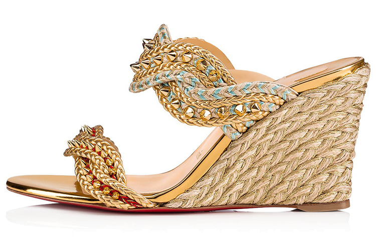 (Women) Christian Louboutin Wedge Sandal 'Gold' 3190549G001