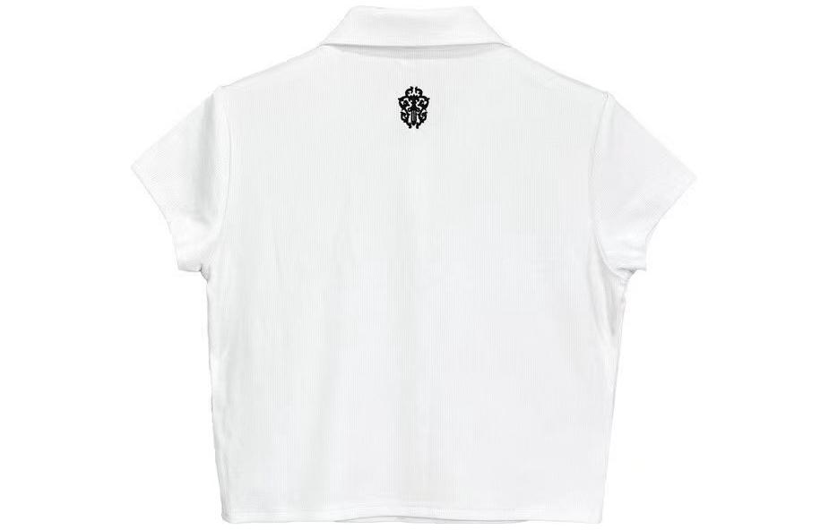 Lookbook (W) Chrome Hearts 白色刺繡短袖鈕扣Polo衫。 CH-033046213