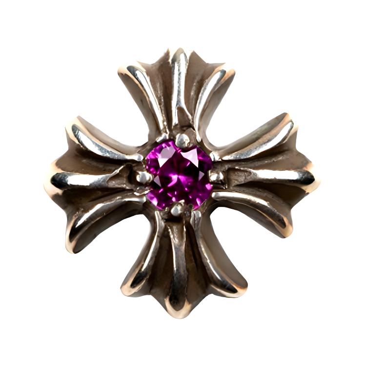 (Women) Chrome Hearts Cross Design 925 Silver Sapphire Earrings Women’s Silver. Ch000914