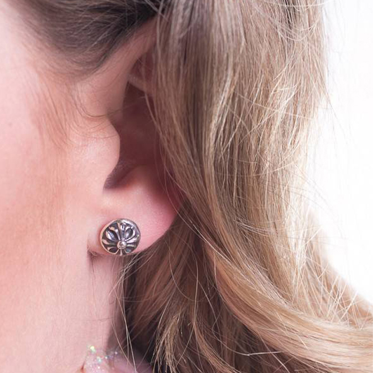 Purchase (W) Anting Wanita Chrome Hearts Cross Silver Round. CH-ED-253