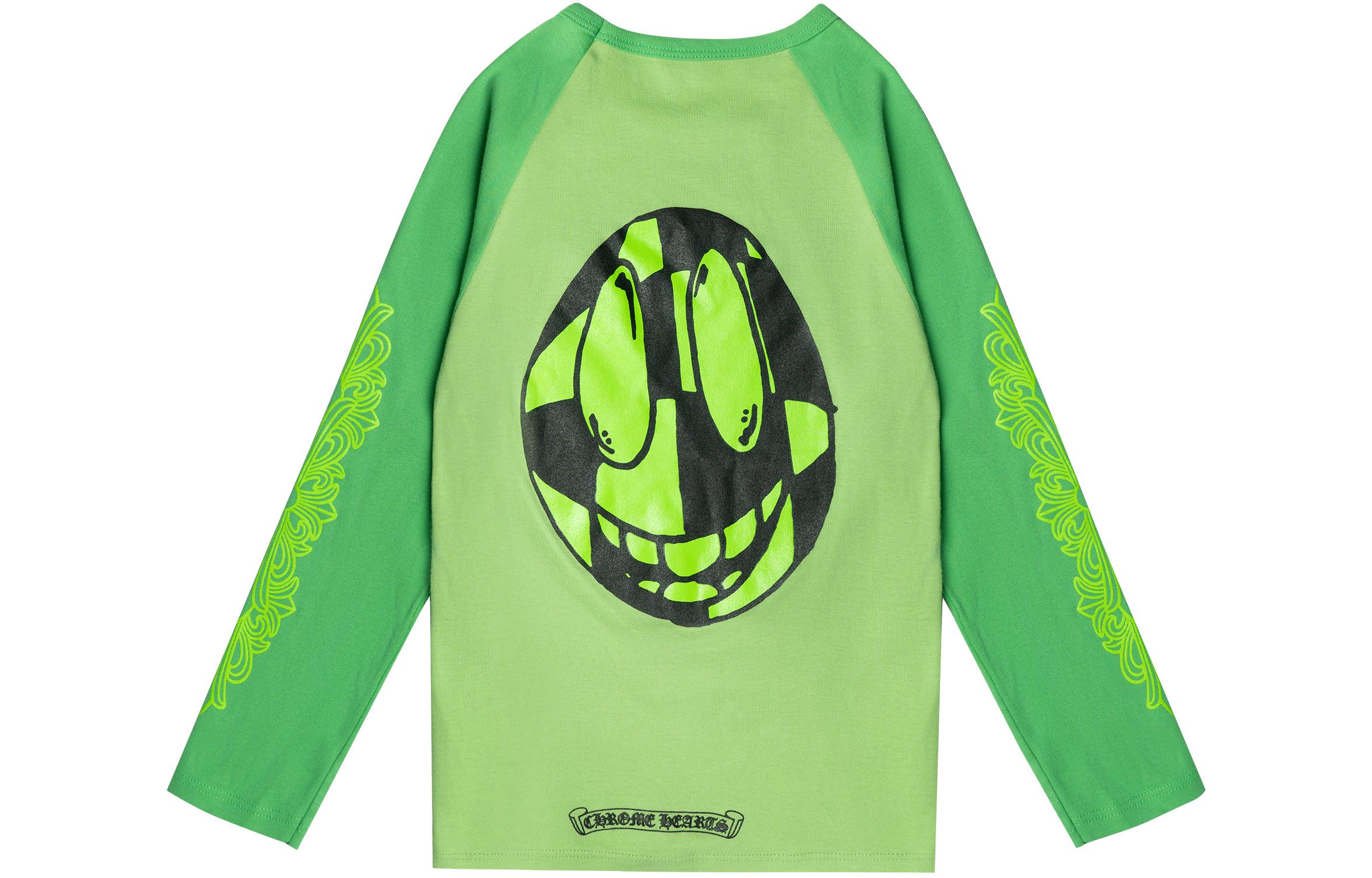 Order (W) Chrome Hearts FW22 Camiseta Manga Larga Verde con Estampado Graffiti Raglán CH-202302454