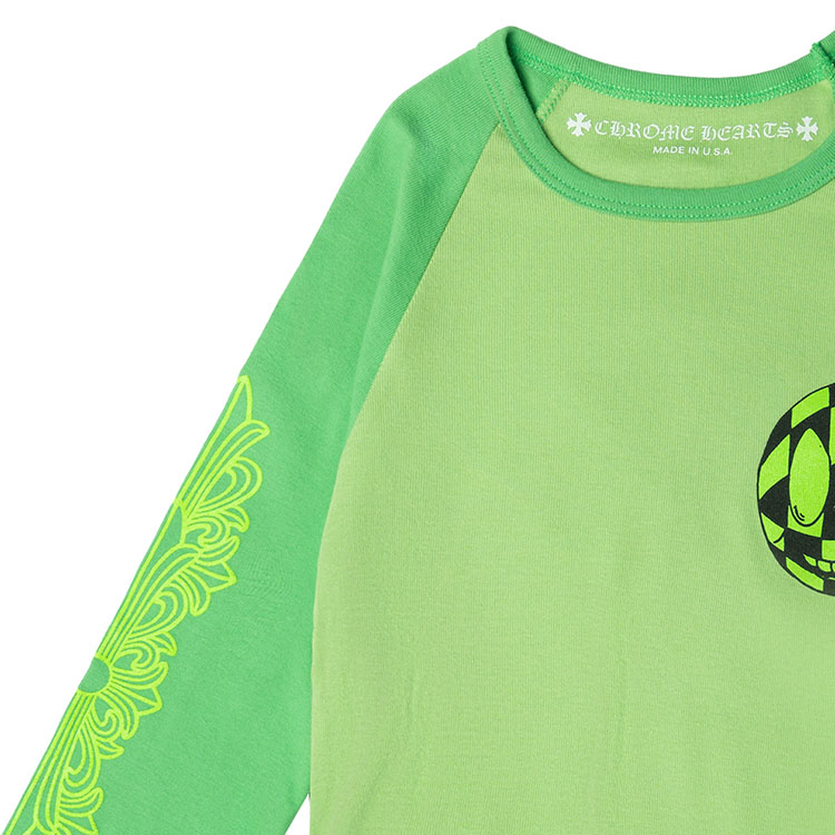 Cheap (W) Chrome Hearts FW22 Camiseta Manga Larga Verde con Estampado Graffiti Raglán CH-202302454
