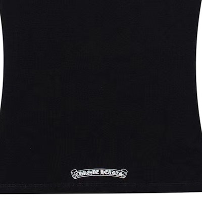 (W) Chrome Hearts FW23 Camiseta Negra sin Mangas con Logo e Impresión en Sánscrito. CH-2023055075 Sizing (W) Chrome Hearts FW23 Camiseta Negra sin Mangas con Logo e Impresión en Sánscrito. CH-2023055075
