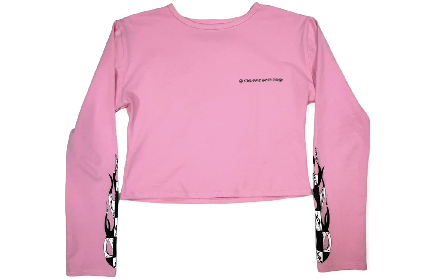Order (W) Chrome Hearts 粉色哥德火焰圖案短版長袖T恤 ch-061409