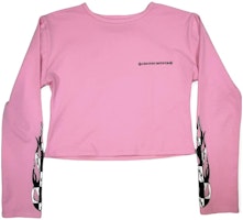 (W) Chrome Hearts 粉色哥德火焰圖案短版長袖T恤 ch-061409 Order (W) Chrome Hearts 粉色哥德火焰圖案短版長袖T恤 ch-061409