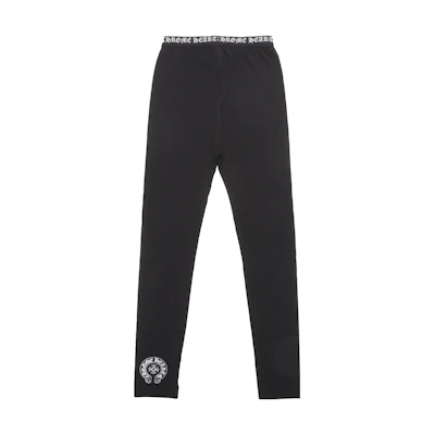 (Women) Chrome Hearts Scrip Logo Stretch Waist Leggings Black CH-103