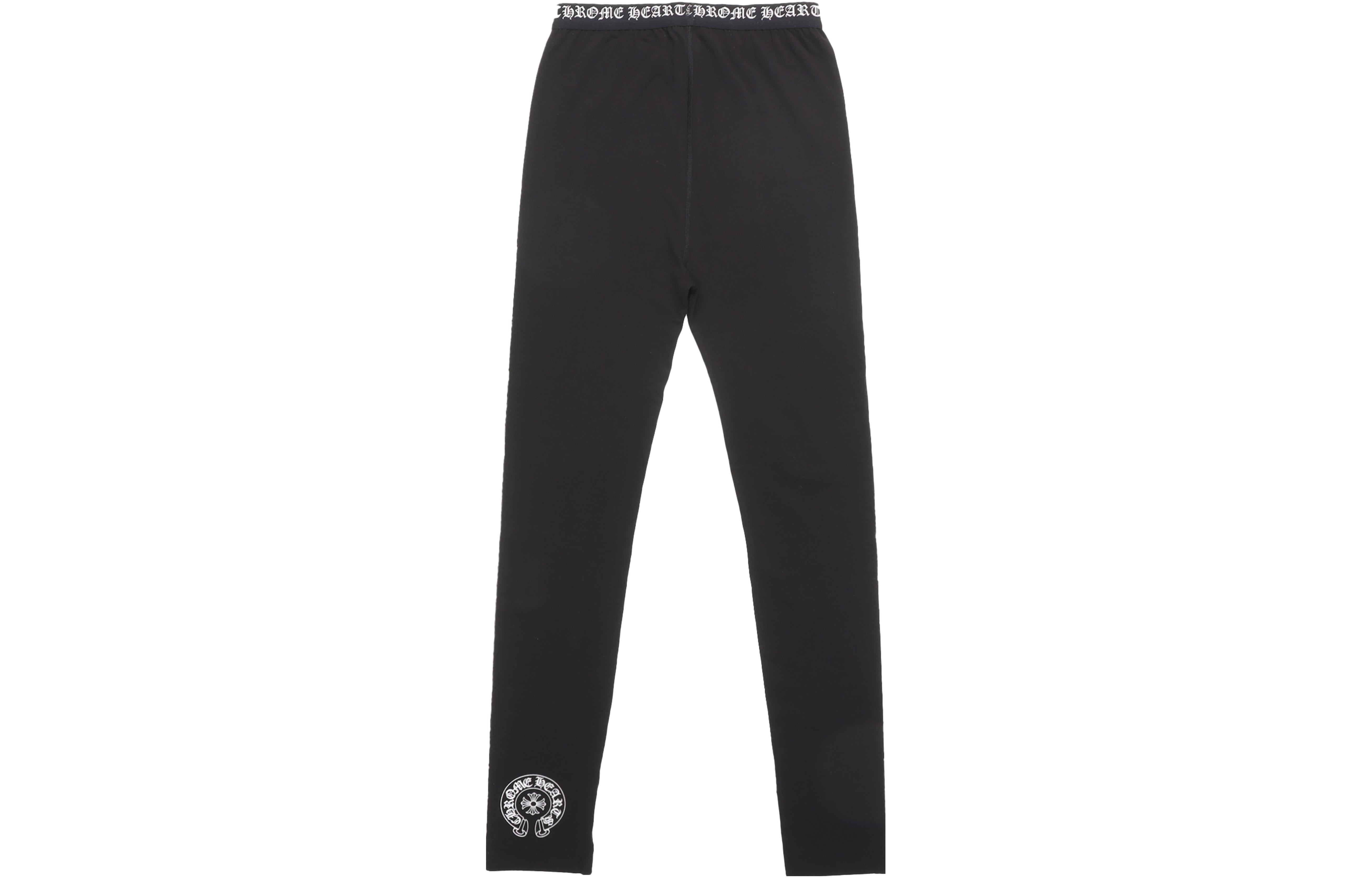Order (W) Chrome Hearts Celana Legging Logo Scrip Pinggang Elastis Hitam CH-103