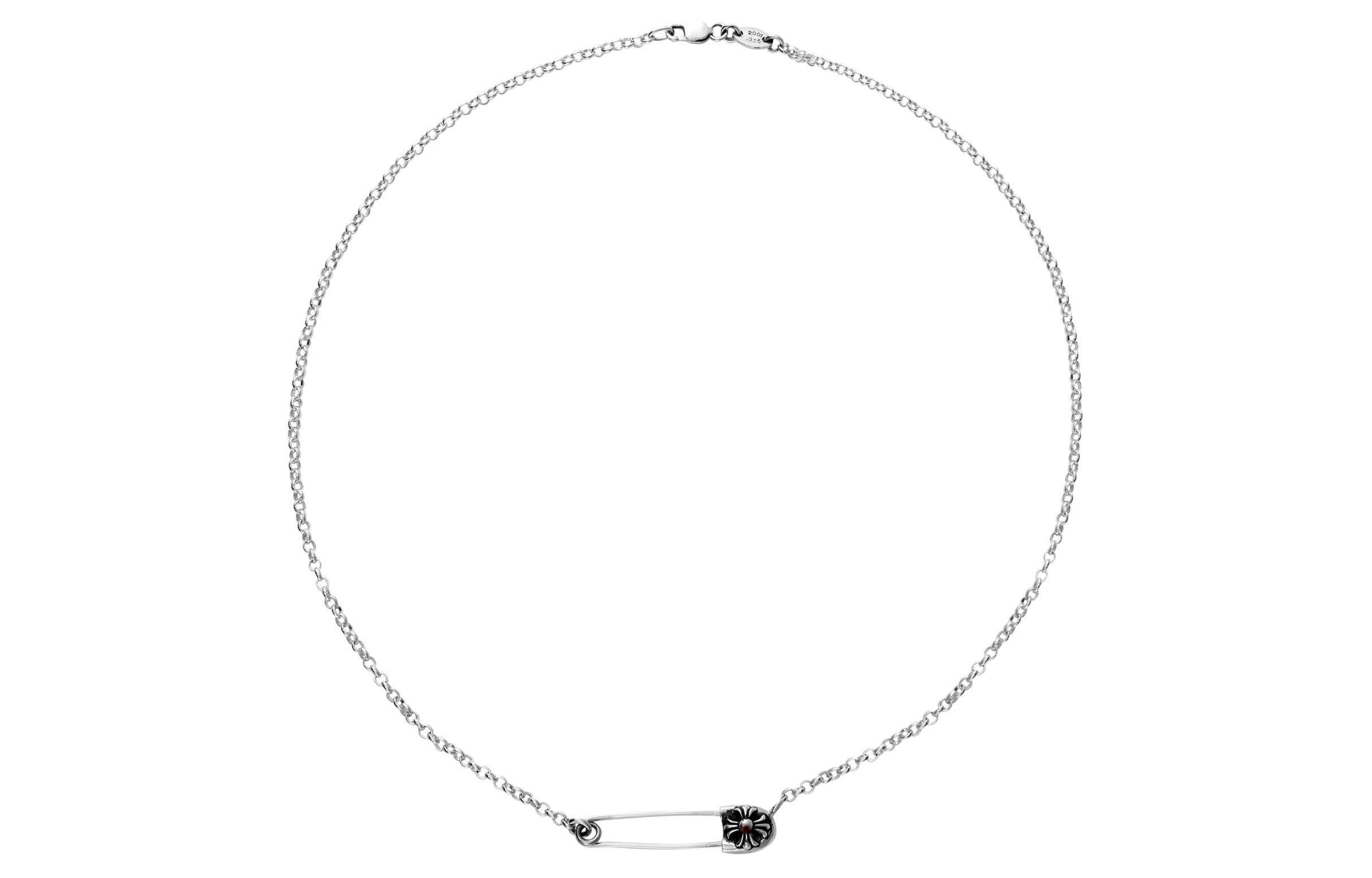 Shop (W) Collar Cadena de Plata Chrome Hearts Silver Safety Pin 925. CH-ZL-03