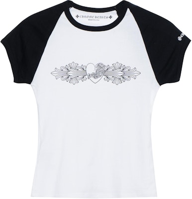 (Women) Chrome Hearts SS22 Slim Fit Heart Vine Print Crew Neck White T-Shirt. CH-2022060201 Buy (Women) Chrome Hearts SS22 Slim Fit Heart Vine Print Crew Neck White T-Shirt. CH-2022060201